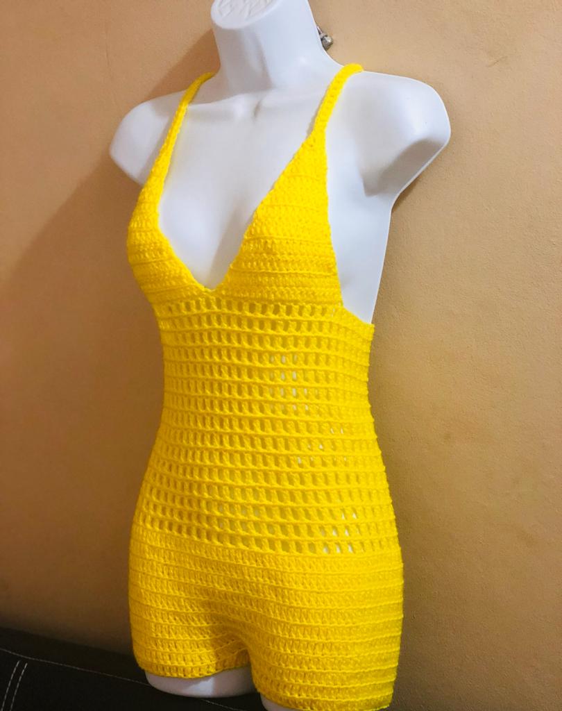 V'dezdra's Design Short Jumpsuit - yellow - Caridoor